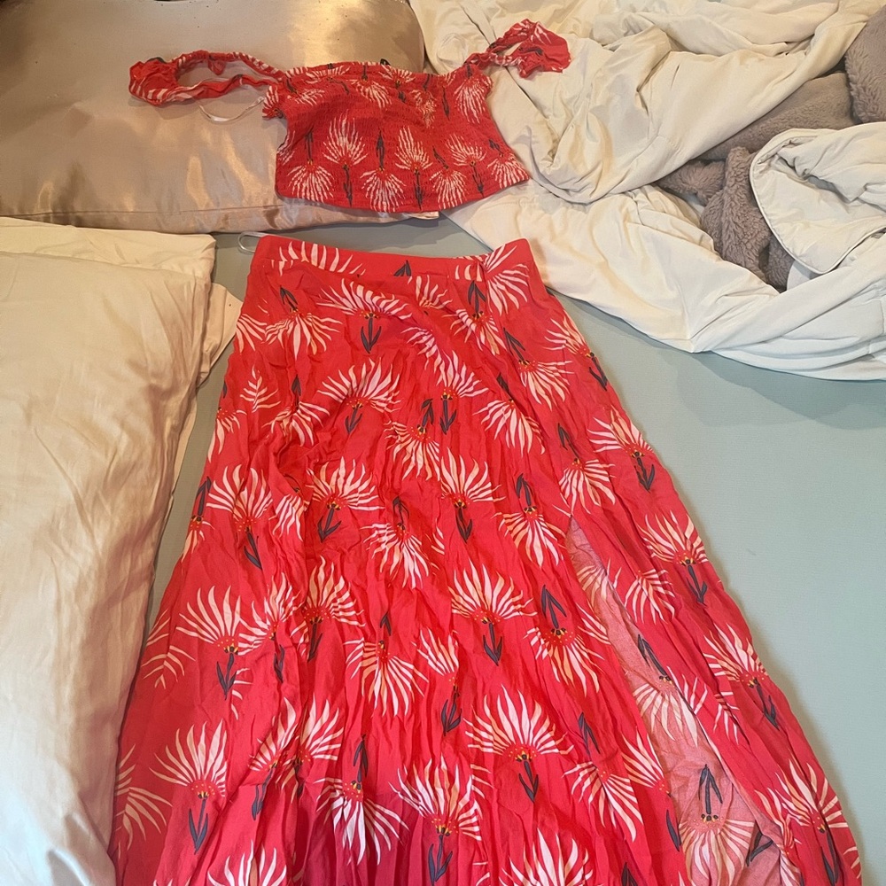 Floral Electric Pink Two Piece Outfit